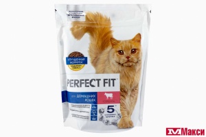 КОРМ ДЛЯ КОШЕК СУХОЙ "PERFECT FIT" 650Г ПАКЕТ(для домашних кошек с говядиной)