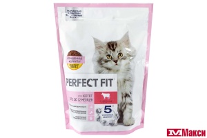 КОРМ ДЛЯ КОШЕК СУХОЙ "PERFECT FIT" 650Г ПАКЕТ(для котят с говядиной)