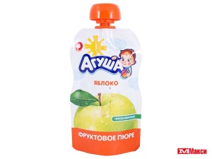 пюре "агуша" фруктовое в ассортименте 90г пакет (вимм-билль-данн) (детское питание)(яблоко)