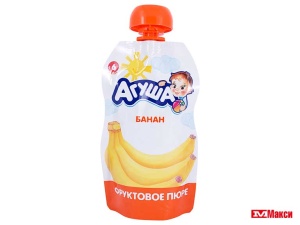 пюре "агуша" фруктовое в ассортименте 90г пакет (вимм-билль-данн) (детское питание)(банан)