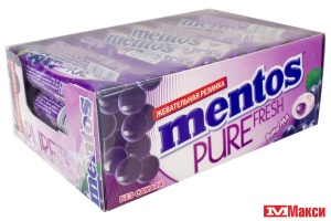 ЖЕВАТЕЛЬНАЯ РЕЗИНКА "MENTOS" РОЛЛ 15,5Г (VAN MELLE)(виноград)