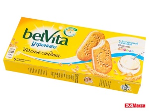 ПЕЧЕНЬЕ-СЭНДВИЧ "BELVITA УТРЕННЕЕ" С ЙОГУРТОВОЙ НАЧИНКОЙ 253Г (МОН' ДЭЛИС РУСЬ)