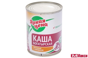 каша гречневая со вкусом говядины "богатырская" 340г ж/б (яркая цена)