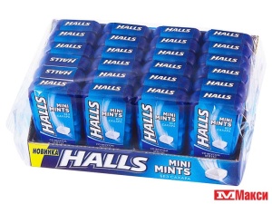 конфеты "halls mini mints" без сахара в ассортименте 12,5г (мон' дэлис русь) (мята)