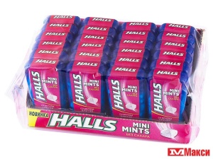 конфеты "halls mini mints" без сахара в ассортименте 12,5г (мон' дэлис русь) (арбуз)