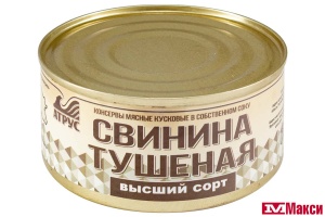 СВИНИНА ТУШЕНАЯ ВЫСШИЙ СОРТ 325Г Ж/Б (АТРУС) 