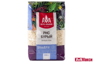 КРУПА РИС (АГРОАЛЬЯНС) БУРЫЙ 800Г ПАКЕТ