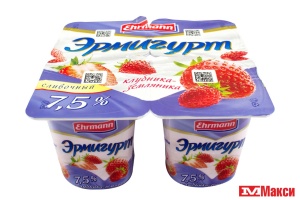 ЙОГУРТНЫЙ ПРОДУКТ "ЭРМИГУРТ" ЭКСТРА СЛИВОЧНЫЙ 7,5% 100Г (ЭРМАНН) (БЗМЖ)(с клубникой и земляникой)