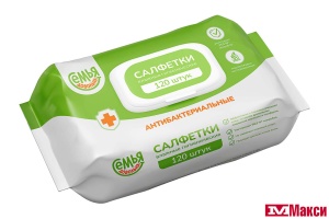 САЛФЕТКИ ВЛАЖНЫЕ "СЕМЬЯ ДОВОЛЬНА" АНТИБАКТЕРИАЛЬНЫЕ 120ШТ С КЛАПАНОМ