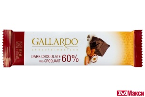 ШОКОЛАД (FARMAND) "GALLARDO" ГОРЬКИЙ 60% КАКАО С ГРИЛЬЯЖЕМ 23Г
