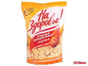 ХЛОПЬЯ КУКУРУЗНЫЕ "НА ЗДОРОВЬЕ!" 350Г (КАДНИКОВ)(медовые (353))
