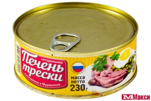 ПЕЧЕНЬ ТРЕСКИ НАТУРАЛЬНАЯ КУСКОВАЯ 230Г Ж/Б (ВКУСНЫЕ КОНСЕРВЫ)