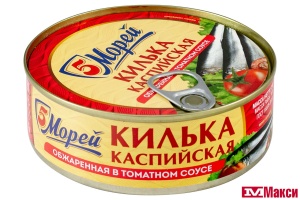 КИЛЬКА КАСПИЙСКАЯ В ТОМАТНОМ СОУСЕ 240Г Ж/Б (5 МОРЕЙ)