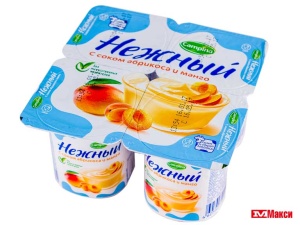 продукт йогуртный с соком "нежный" 1,2% в ассортименте 100гр (campina)(абрикос-манго)