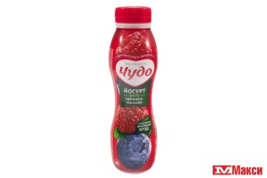 ЙОГУРТ ПИТЬЕВОЙ "ЧУДО" 1,9% 260Г (ВБД) (БЗМЖ)(черника-малина)