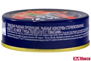 ПАШТЕТ "FISH POINT" ИЗ ФИЛЕ ТУНЦА ПОЛОСАТОГО С ТОМАТАМИ 80Г Ж/Б (ЗА РОДИНУ)