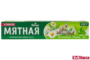 ПАСТА ЗУБНАЯ "МЯТНАЯ" ЛЕЧЕБНЫЕ ТРАВЫ 90Г (ВЕСНА)
