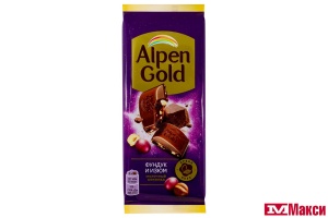 ШОКОЛАД "АЛЬПЕН ГОЛД" МОЛОЧНЫЙ С ФУНДУКОМ И ИЗЮМОМ 80Г (МОН' ДЭЛИС РУСЬ)