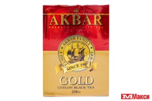 ЧАЙ "АКБАР" GOLD ЦЕЙЛОНСКИЙ ЧЕРНЫЙ СРЕДНЕЛИСТОВОЙ 250Г (AKBAR)