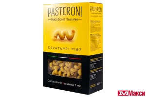 МАКАРОННЫЕ ИЗДЕЛИЯ "PASTERONI" РОЖКИ ВИТЫЕ №187 400Г