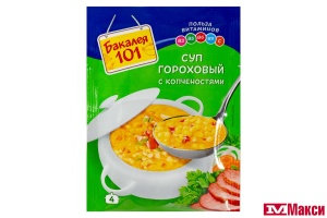 СУП "БАКАЛЕЯ 101" ГОРОХОВЫЙ С КОПЧЕНОСТЯМИ 65Г (РУССКИЙ ПРОДУКТ)