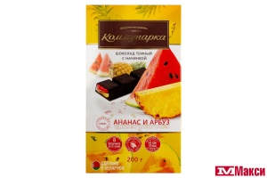 ШОКОЛАД "КОММУНАРКА" ТЕМНЫЙ С НАЧИНКОЙ СО ВКУСОМ АРБУЗА И АНАНАСА 200Г