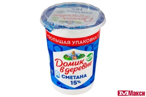 СМЕТАНА (ВБД) "ДОМИК В ДЕРЕВНЕ" 15% 450Г (БЗМЖ)