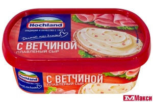 СЫР ПЛАВЛЕНЫЙ "ХОХЛАНД" С ВЕТЧИНОЙ 55% 200Г (HOCHLAND) (БЗМЖ)