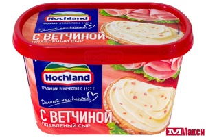 СЫР ПЛАВЛЕНЫЙ "ХОХЛАНД" С ВЕТЧИНОЙ 55% 400Г (HOCHLAND) (БЗМЖ)
