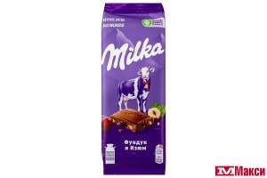 ШОКОЛАД "МИЛКА" МОЛОЧНЫЙ С ФУНДУКОМ И ИЗЮМОМ 80Г (МОН' ДЭЛИС РУСЬ)