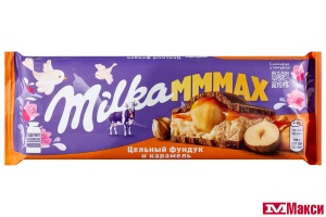 ШОКОЛАД "МИЛКА" МММАХ ЦЕЛЬНЫЙ ФУНДУК И КАРАМЕЛЬ 270Г (МОН' ДЭЛИС РУСЬ) 