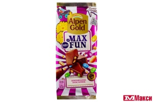 ШОКОЛАД "АЛЬПЕН ГОЛД" МАКСФАН С АРАХИСОМ,ШОКОЛАДНЫМ ДРАЖЕ И КАРАМЕЛЬЮ 140Г (МОН'ДЭЛИС РУСЬ)