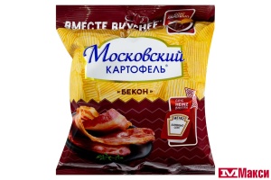 ЧИПСЫ (МОСКОВСКИЙ КАРТОФЕЛЬ) "МОСКОВСКИЙ КАРТОФЕЛЬ" СО ВКУСОМ БЕКОНА+СОУС"HEINZ"БАРБЕКЬЮ 60Г+29Г