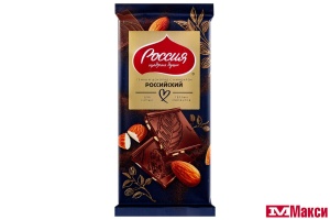 ШОКОЛАД "РОССИЯ" РОССИЙСКИЙ ТЕМНЫЙ ШОКОЛАД С МИНДАЛЕМ 75Г (NESTLE)