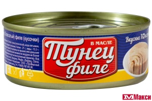 ТУНЕЦ "ВКУСНЫЕ КОНСЕРВЫ" ФИЛЕ В МАСЛЕ 140Г Ж/Б КЛЮЧ