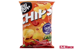 ЧИПСЫ "БИГ БОН" ЧЕТЫРЕ ПЕРЦА 75Г