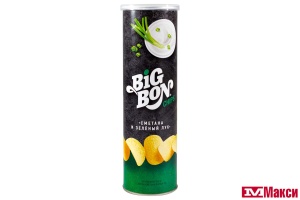 ЧИПСЫ "БИГ БОН" СМЕТАНА И ЗЕЛЕНЫЙ ЛУК 130Г ТУБА