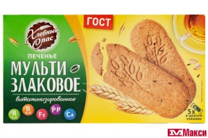 ПЕЧЕНЬЕ (ХЛЕБНЫЙ СПАС) "МУЛЬТИЗЛАКОВОЕ" ВИТАМИНИЗИРОВАННОЕ 200Г