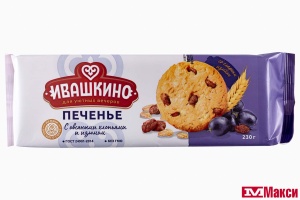 ПЕЧЕНЬЕ С ОВСЯНЫМИ ХЛОПЬЯМИ И ИЗЮМОМ 230Г (ИВАШКИНО)