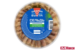 ПРЕСЕРВЫ (ЩЕДРАЯ БУХТА) СЕЛЬДЬ "ПО-ДЕРЕВЕНСКИ ПОД КАРТОШЕЧКУ" ФИЛЕ-КУСОЧКИ В МАСЛЕ С/С 380Г