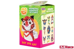 НАБОР ЖЕВАТЕЛЬНЫЙ МАРМЕЛАД И ШОКОЛАДНАЯ МЕДАЛЬ С ПОДАРКОМ 34,5Г (TOY&JOY)(лео и тиг)