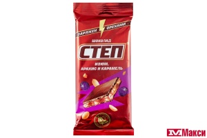 ШОКОЛАД "СТЕП" МОЛОЧНЫЙ С ИЗЮМОМ,АРАХИСОМ И КАРАМЕЛЬЮ 80Г (СЛАВЯНКА)