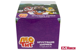 ШАРИКИ ХРУСТЯЩИЕ "ЛЕО И ТИГ" С КРЕМОМ И ИГРУШКОЙ В ПЛАСТИКОВОМ ЯЙЦЕ 20Г