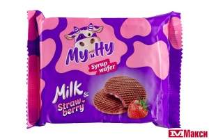 ВАФЛИ "МУ И НУ" С МОЛОКОМ И КЛУБНИКОЙ СИРОПНЫЕ 120Г (СЛАДОНЕЖ)