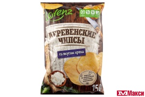 ЧИПСЫ "ДЕРЕВЕНСКИЕ ЧИПСЫ" КАРТОФЕЛЬНЫЕ СО ВКУСОМ ХРЕНА 150Г (LORENZ)