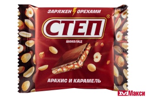 ШОКОЛАД "СТЕП" МОЛОЧНЫЙ С НАЧИНКОЙ АРАХИС И КАРАМЕЛЬ 50Г (СЛАВЯНКА)