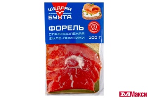 РЫБА СОЛ. (ЩЕДРАЯ БУХТА) ФОРЕЛЬ ФИЛЕ-ЛОМТИКИ С/С 100Г В/У