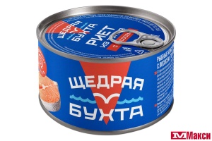 РИЕТ "ЩЕДРАЯ БУХТА" ИЗ ТУНЦА ЖЕЛТОПЕРОГО С ЛОСОСЕМ 115Г Ж/Б