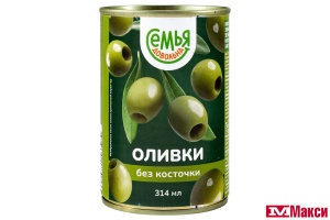 ОЛИВКИ "СЕМЬЯ ДОВОЛЬНА" БЕЗ КОСТОЧКИ 300Г Ж/Б