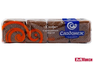 ПЕЧЕНЬЕ "К КОФЕ" С ШОКОЛАДНЫМ ВКУСОМ 340Г (СЛАДОНЕЖ) 